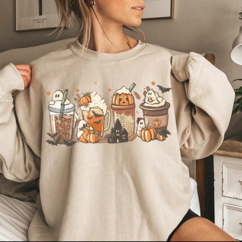 2026 European & American Autumn/Winter Halloween Print Round Neck Hoodie