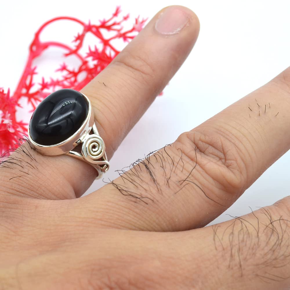Кольцо из черного оникса ручной работы Кольцо из стерлингового серебра 925 пробы, серебряное кольцо из оникса, богемные украшения