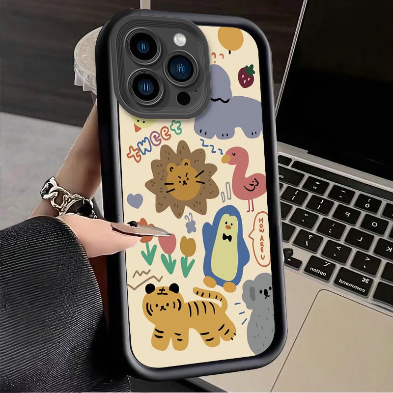 Мультяшный лев тигр животные милый принт модный чехол гибкий мягкий силиконовый чехол TPU полная задняя крышка для iPhone Samsung