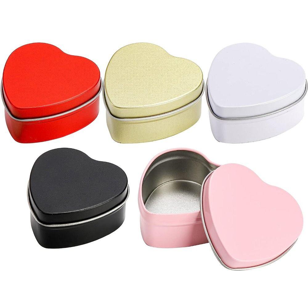 Серебряные/красные/розовые банки в форме сердца Жестяные контейнеры в форме сердца Креативные банки для изготовления свечей своими руками