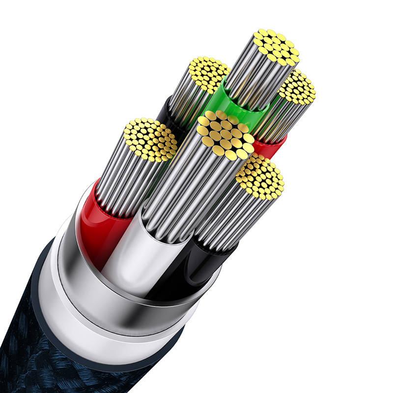 Kabel Usb 3W1 Baseus Flash Series, Usb-C + Micro Usb + Lightning, 100W, 1.2M (Niebieski)