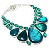 Blue Labradorite, Apatite Handmade 925 Sterling Silver Jewelry Necklace 18" i2J35