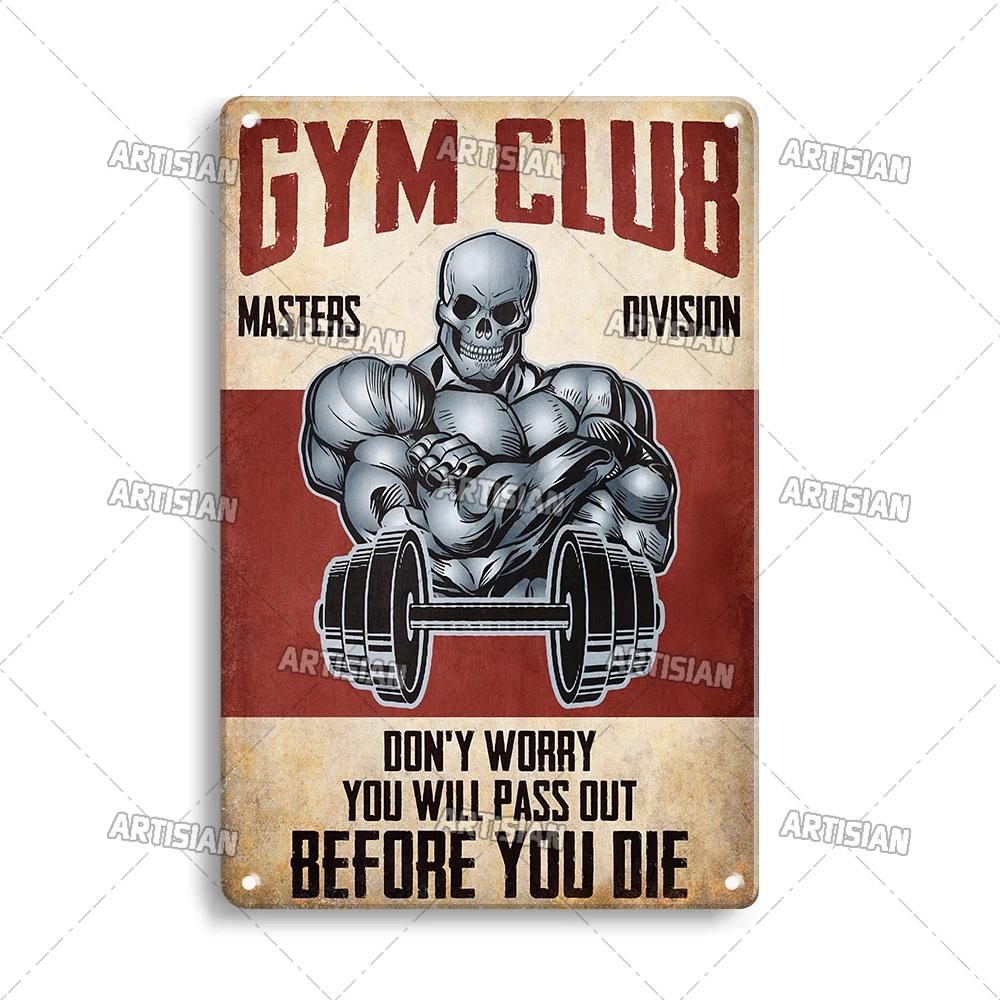 ARTISIAN Потертая Металлическая Жестяная Табличка Gym Club Винтажная Декоративная Тарелка Ржавый Спорт Металлический Постер Мужская Пещера Клуб Студия Настенный Декор