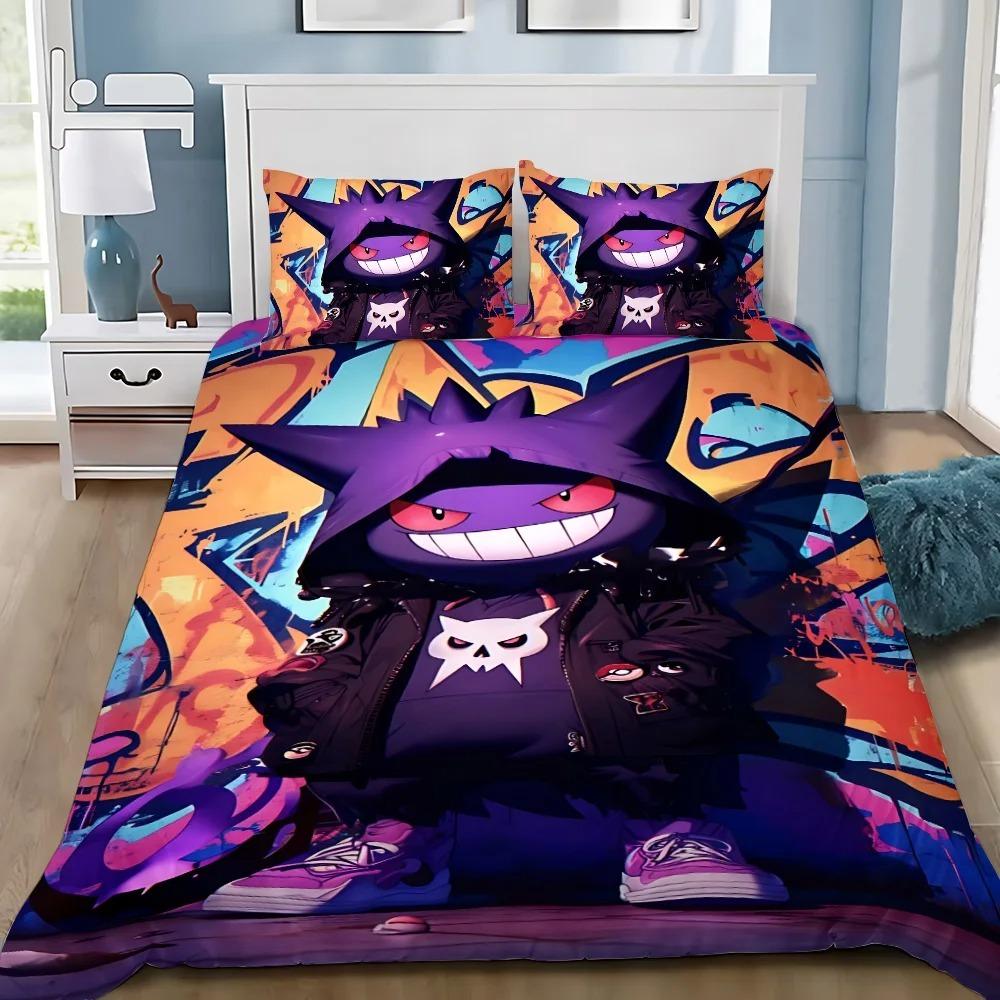 Мультяшные Милые Злые Покемоны Микрофибра Постельные Комплекты, Детский Подарок на День Рождения с Молнией Декор Комнаты для Подростков взрослых Пододеяльник