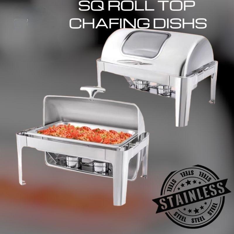 Пищевой лоток 9 л, подогреватель пищевых лотков, сервировочный лоток, chafing dish с крышкой-роллом, набор для фуршета