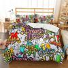 Fashion 3D Cartoon Graffiti Print Polyester Bedding Sets Child Kids Covers Boys Bed Linen Set For Teens King Size Home Textiles