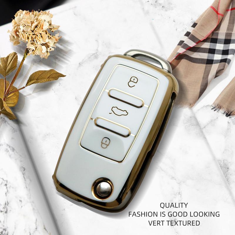 Luxurious Remote Car Key Case Cover For Volkswagen Polo Golf Passat Tiguan Beetle Bora Jetta For Skoda Octavia For Seat
