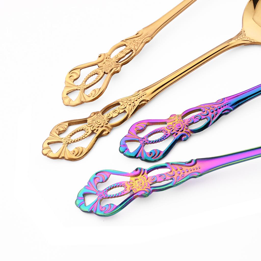 1Pc Colorful Ice Cream Long Handle Scoop Dinnerware Cutlery Set Juice Honey Spoon Set Coffee Stirring Tea Spoon Flatware Kitchen Tools