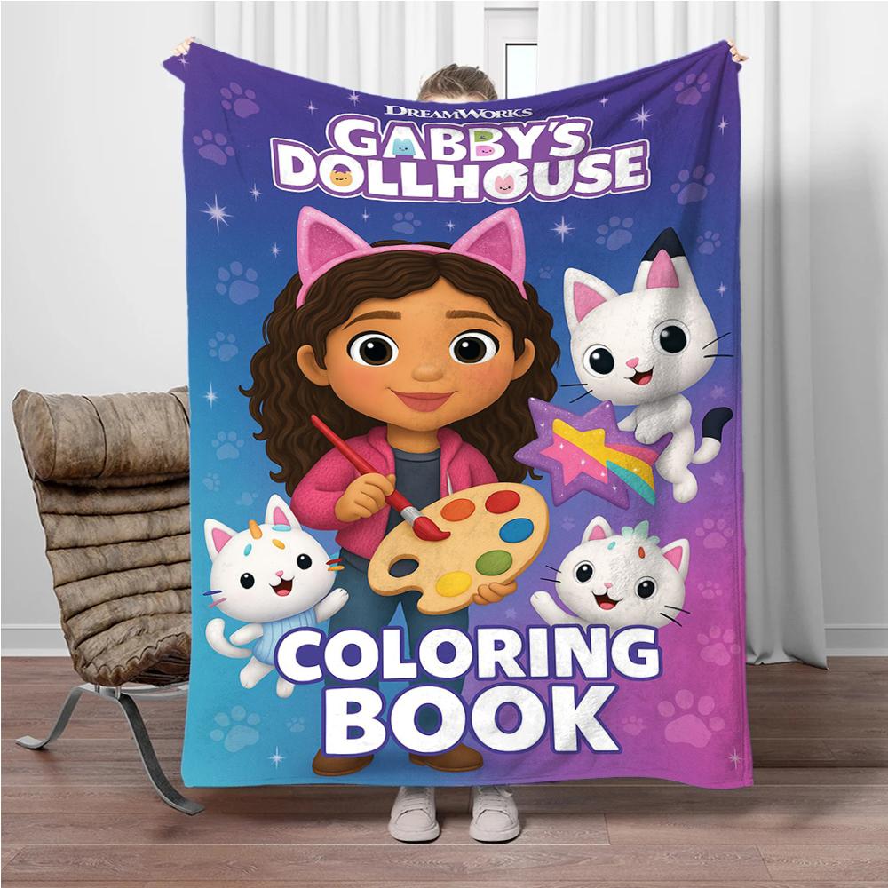 Cartoon G-Gabbys-Dollhouse Soft Flannel Blankets Keep Warm Throw Blanket Comfortable Blanket for Picnic Beds Sofa Home Bedroom
