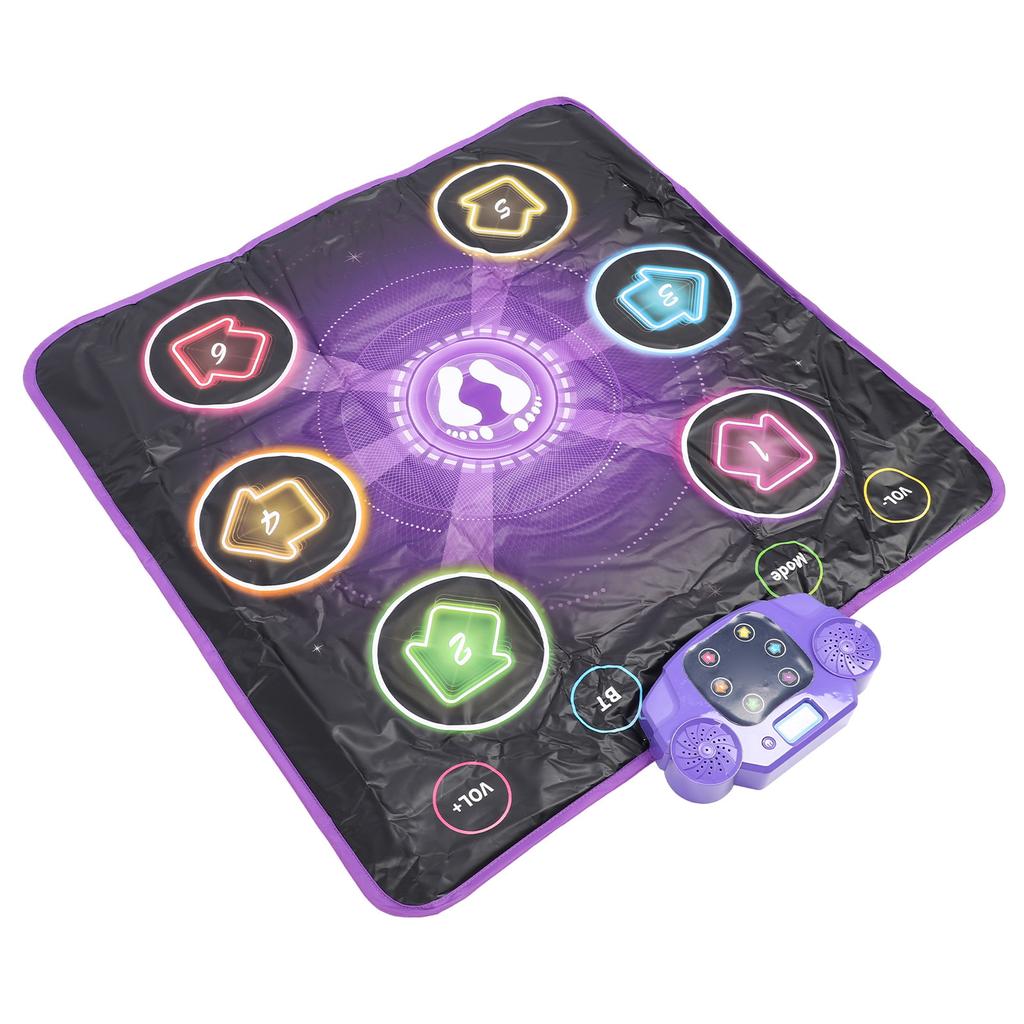 Light Up Dance Mat Toy for Kids Wireless Bluetooth Built In Music Adjustable Volume 6 Buttons Anti S