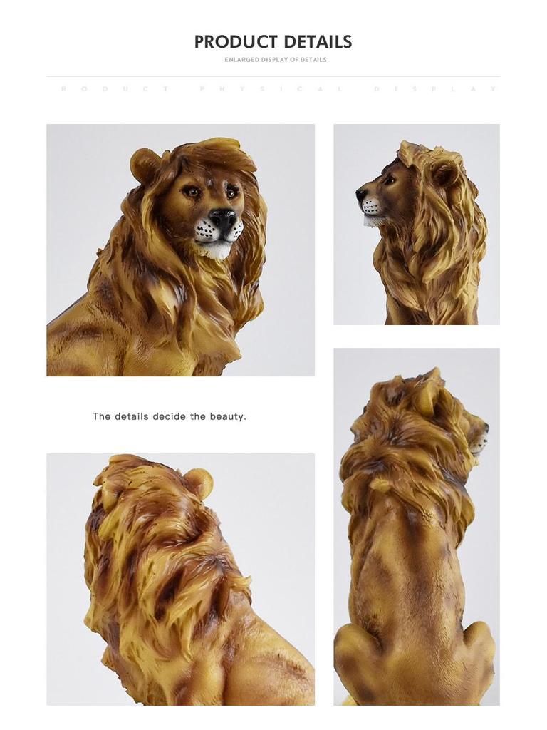 Elegant Male Lion Resin Ornament for Office or Home Decor