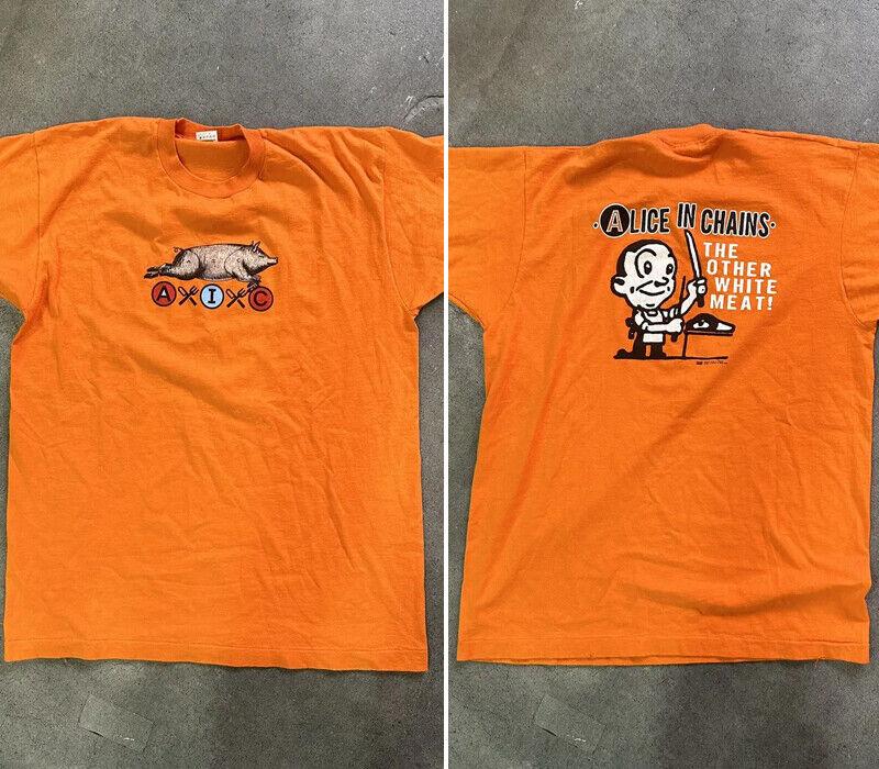 Rare Alice In Chains Band Orange basic style T shirt 90s 2 side NH1371 Unisex T-Shirt