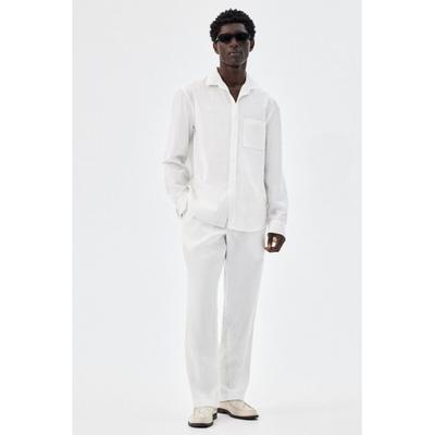 Льняные брюки HM Regular Fit, белые