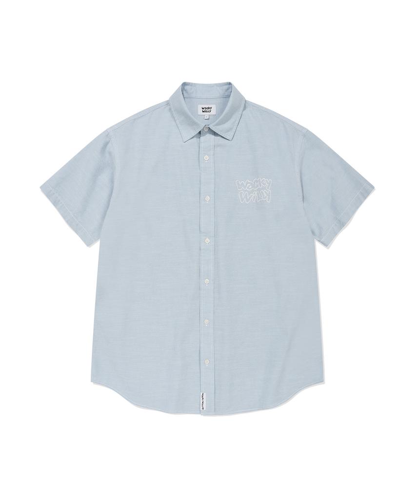 WACKY WILLY Chambray Short Sleeve Shirt Sky Blue