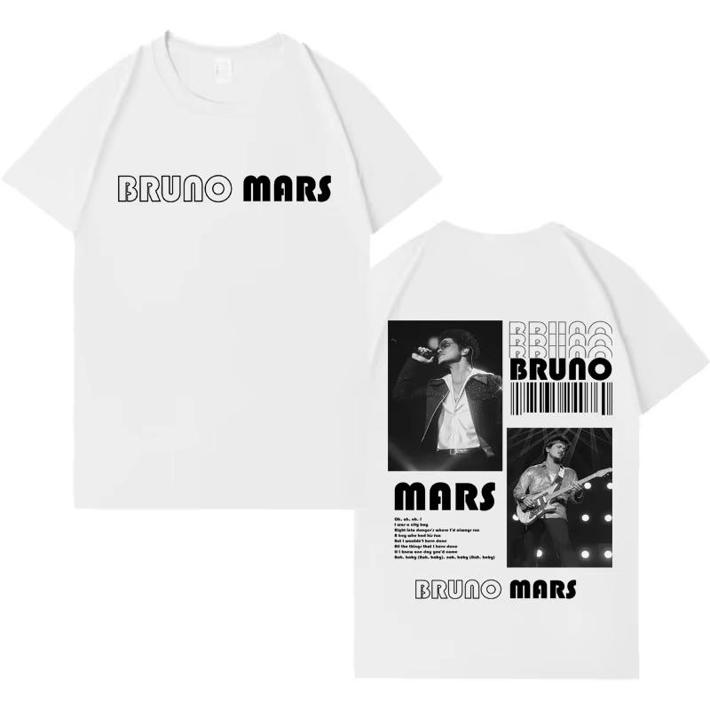 2026 Singer Bruno Mars Tshirt Men Women Pop Casual Short Sleeve TShirt Men Aesthetic High Quality Gothic Crewneck Top Fans Gift