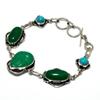 Cameo Green Onyx Gemstone 925 Silver Plated Handmade Jewelry Bracelet 6-8"