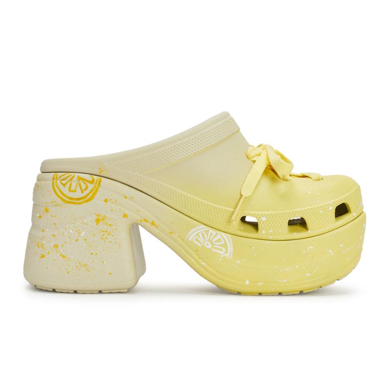 Crocs Siren Clog 811 Сделано Лимон Микро Сахар Специальная Обувная Коробка Лимонная Жизнерадостность Игривое Граффити Обувь с Отверстиями Унисекс Такой же Бежевый Зеленый