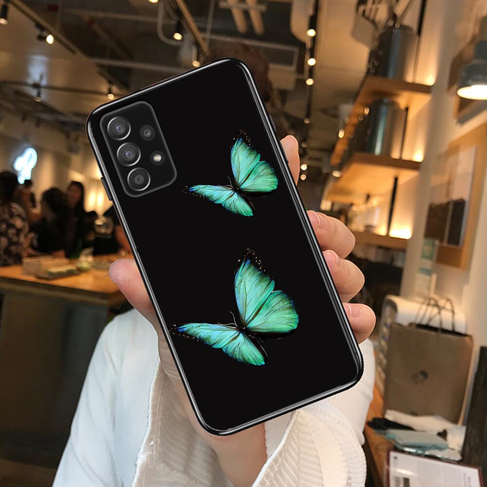 Красивый чехол для телефона с узором бабочки для Samsung Galaxy A70 A50 A51 A71 A52 A40 A30 A31 A90 A20E 5G a20s Black Shell Art