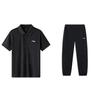 Li Ning Plain Logo Pullover Short Sleeve Polo Shirt And Futters Long Брюки Casual Sports Suit Men Sportswear APLT139-1+AYKT415-1