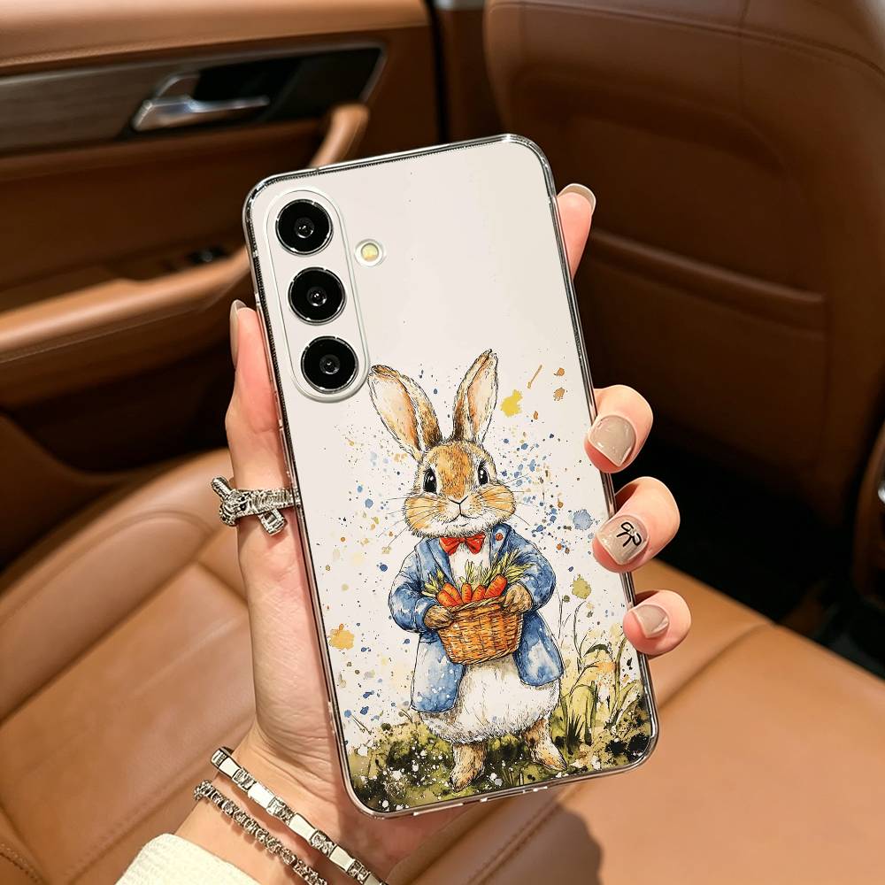 Cute R-Rabbit P-Peter Clear Phone Case for Samsung Galaxy A71, A70, A52, A51, A40, A30