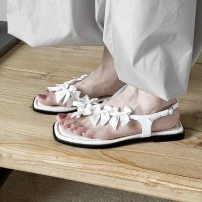 Модные балетки с бантом, женские сандалии с перемычкой для пальца, дизайнерская обувь, женские модные шлепанцы, летние новинки, элегантные повседневные шлепанцы, zapatos mujer