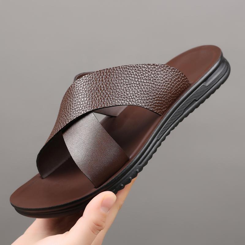 Модные легкие кожаные полуботинки, мужские лоферы, дышащие тапочки, мужские летние классические сандалии, мужская повседневная пляжная обувь