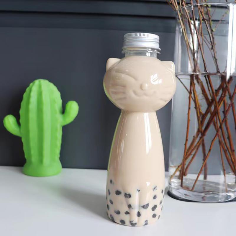 Милые бутылки для воды в форме кошки для молока, чая, кофе, сока, портативная питьевая чашка, прозрачная бутылка для сока, не содержащая бисфенол-А