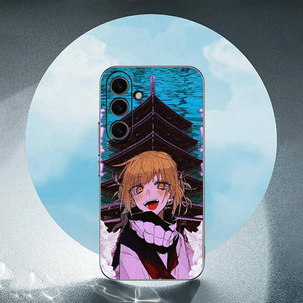 Vaporwave Glitch Anime Luxury Black Phone Case For Samsung Galaxy S23 S24 S25 Ultra S22 Plus S21