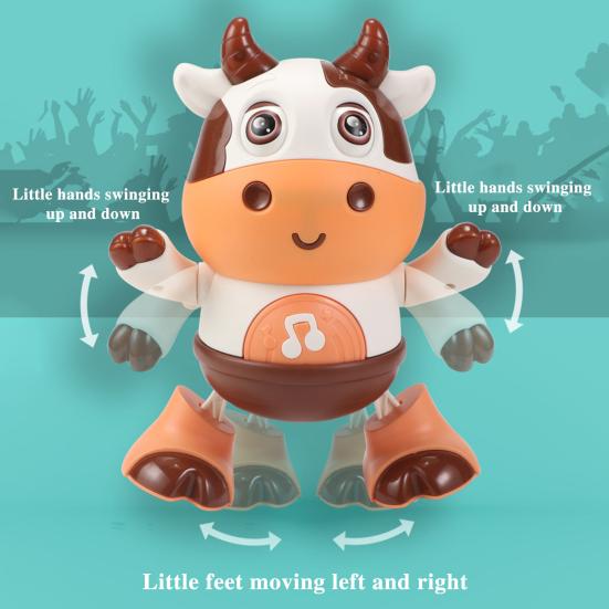 1/2Pcs Kids Electric Cow Toy with LED Light Music Singing Dancing Cartoon Dairy Cattle Toy Toddlers Interactive