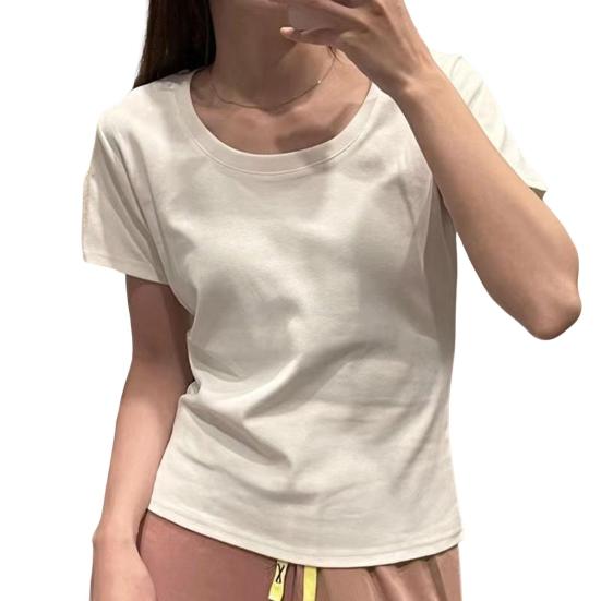 Женские летние топы с круглым вырезом и коротким рукавом, однотонная футболка, облегающий эластичный пуловер, топы, уличная одежда