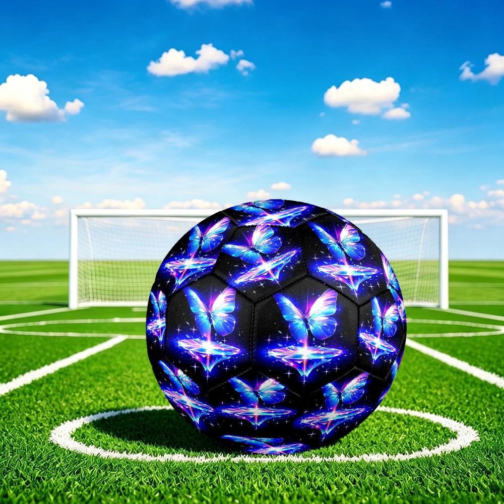 1pc Butterfly Magic Sparkle Theme Soccer Ball Football, Size 5, Lightweight PVC, Outdoor Training Soccer Ball,Gift c6524