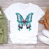 (Азиатский размер)  Принт Женская футболка бабочка тренд милая 90-е Мода Женская одежда Повседневный топ Футболка с коротким рукавом Женские футболки с графическим принтом