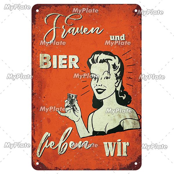 Ретро Напиток Bier Пиво Металлическая Вывеска Винтажная Табличка Оловянная Вывеска Пластина Настенный Декор Для Бара Клуба Человек Пещера Бар Тарелка Питьевой Плакат На Заказ