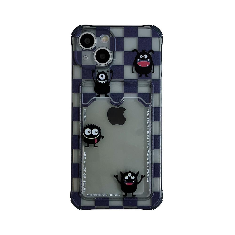 Прозрачный чехол для мобильного телефона iPhone 11, совместимый с моделями XR, XS Max и 13, с дизайном Lattice Monster для слота для карт 14pro.