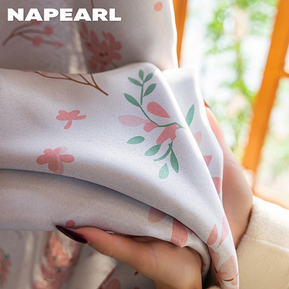 1PC NAPEARL 70-80% Cartoon Cherry Blossom Pattern Printed Curtains for Bedroom Living Room Home Decor