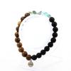 Stones and Minerals. Brazilian Apatite Bracelet + Matte Black Onyx Beads + 8 Mm Wood. Made In France.