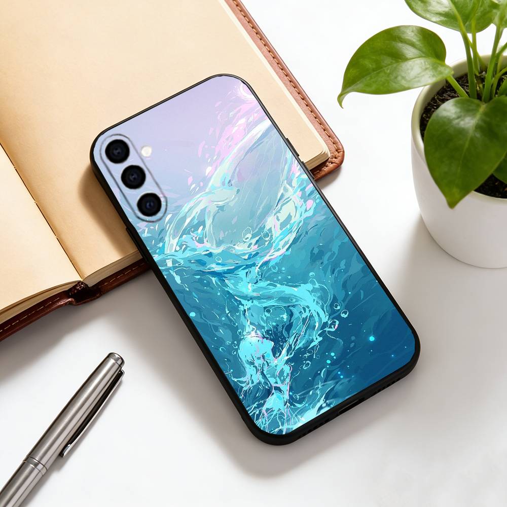 Глубокое море, звездное небо, синий кит. Чехол для телефона Samsung Galaxy A73, A72, A71, A70, A53, A52, A51, Другие Мягкий черный чехол