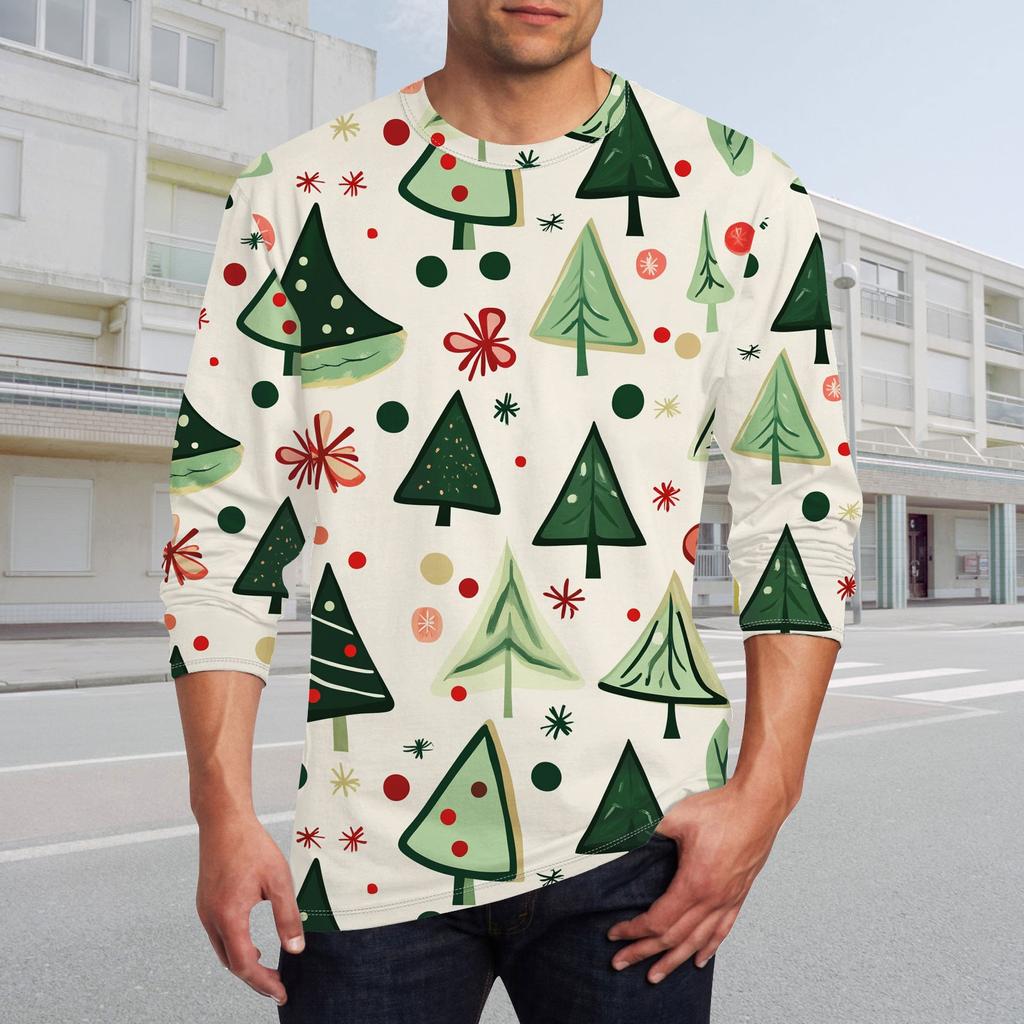 Муж. Футболка Круглый вырез Одежда Одежда На открытом воздухе Длинный рукав С принтом Модельер Винтаж