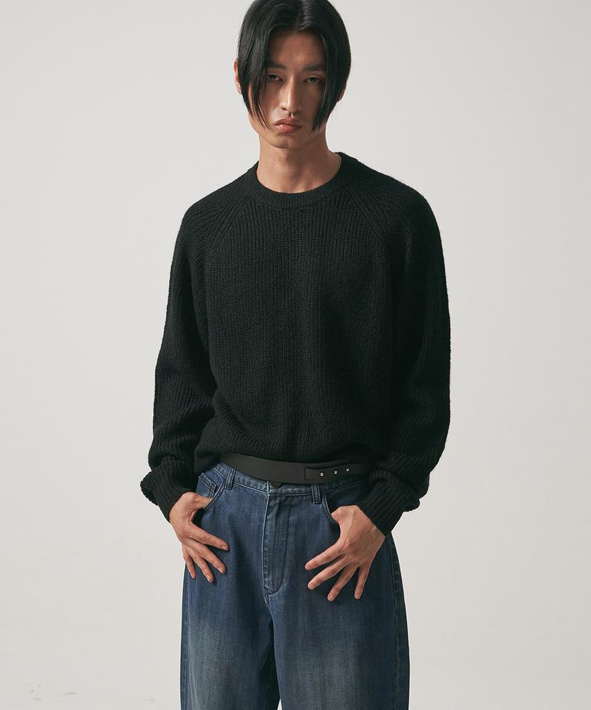 NOIRER Kid Mohair Oversized Sweater (Black)