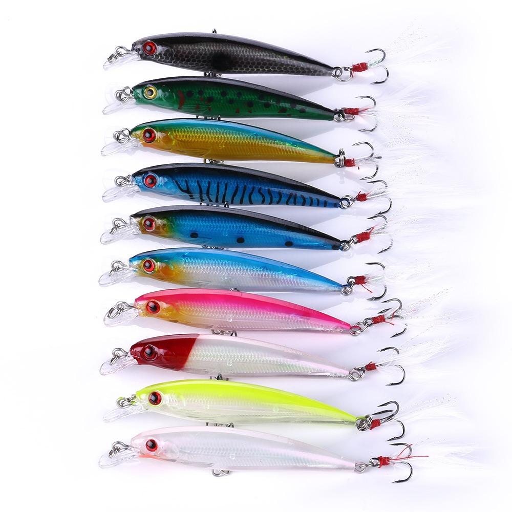 10pcs/box With Box Simulation Fish Lures Crank Hook Fishing Lures Kit Sea Equipment