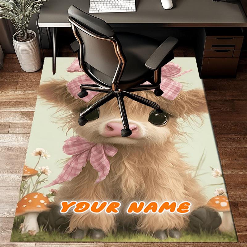1PC Custom Name Baby Cow In Garden Theme Floor Mat Ideal for Living Room, Game Rooms, Office, Bedroom,Floor Mat Playful Design50