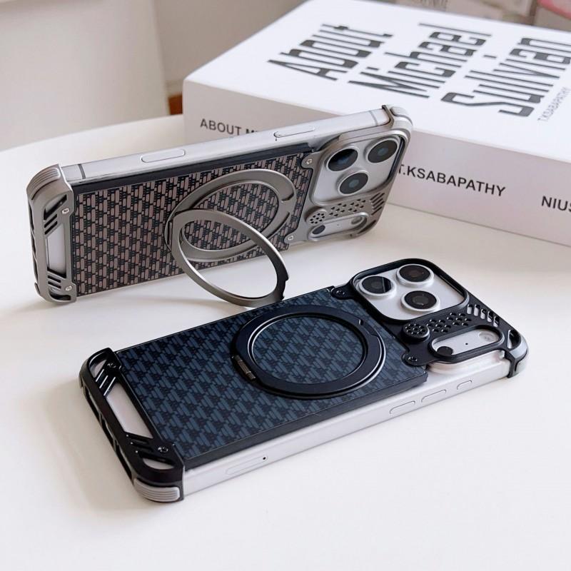 Metal Phone Case With Rotating Magnetic Stand IPhone 16 Pro 17 Max