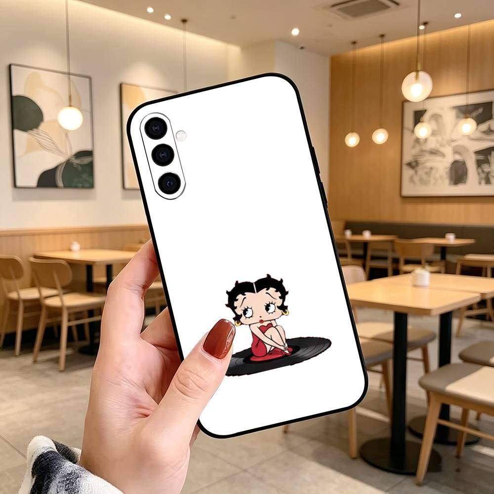 Classic Character Anime B-Bettys Boops Phone Case Black Silicone Soft For Samsung Galaxy A73,A72,A71,A70,A53,A52,A51