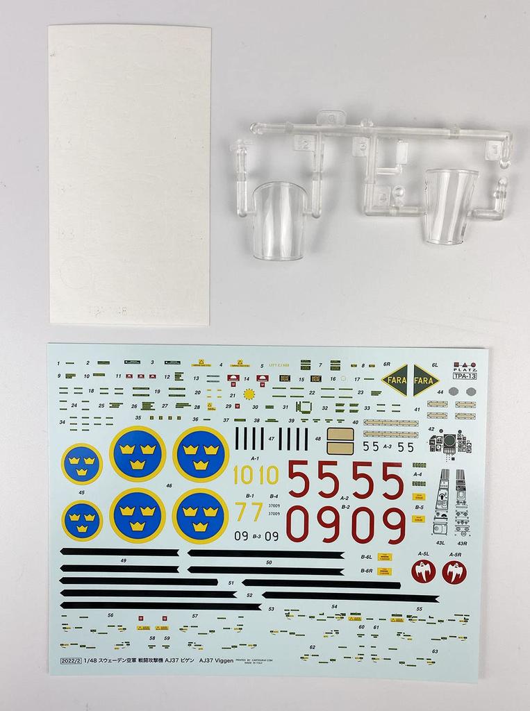 Aircraft Series Swedish Air Force Fighter Attack Aircraft AJ37 Bigen Plastic Model Molding Color Platts/Italeri 1/48 TPA-13