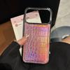 Роскошный кожаный чехол для телефона с тиснением под крокодила Aurora для iPhone 17 Air 16 15 14 13 12 11 Pro Max Plus с гальваническим покрытием, градиентный, лазерный, противоударный защитный чехол
