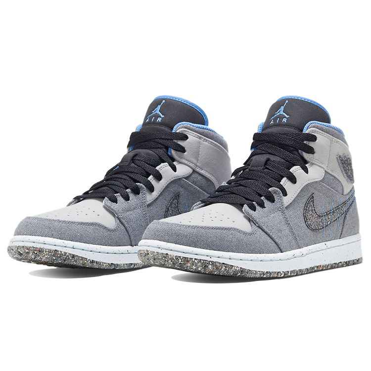 Air Jordan 1 Mid Crater Grey University Blue Мужские кроссовки Нейтрально-серый черный DM3529-004