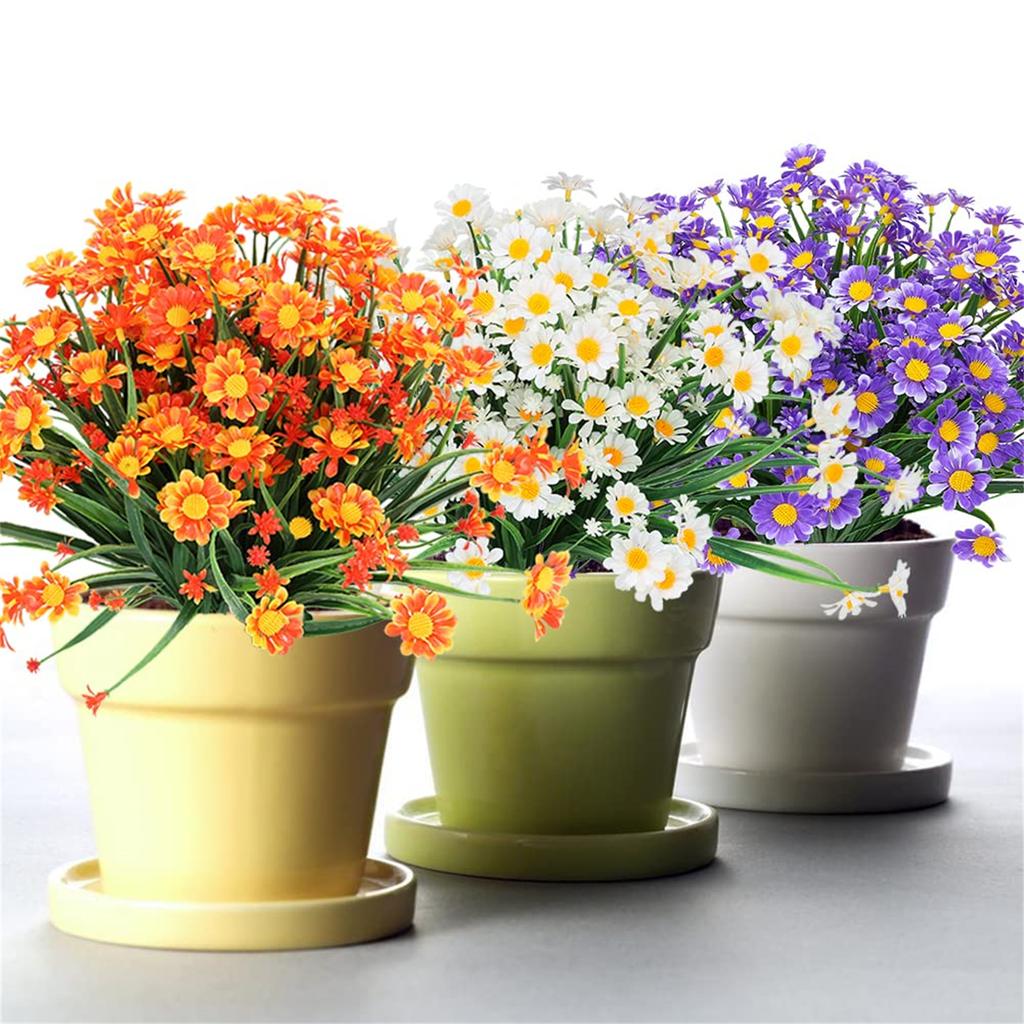 Artificial Daisy Flowers Decor UV-Resistant No Fading Non-Peeling for Gardening Patio Balcony Terrace