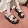 2024 Summer New Style Fashionable Accessorize with Soft Soled Rhinestones Cross Women's Sandals with Bows 35-40