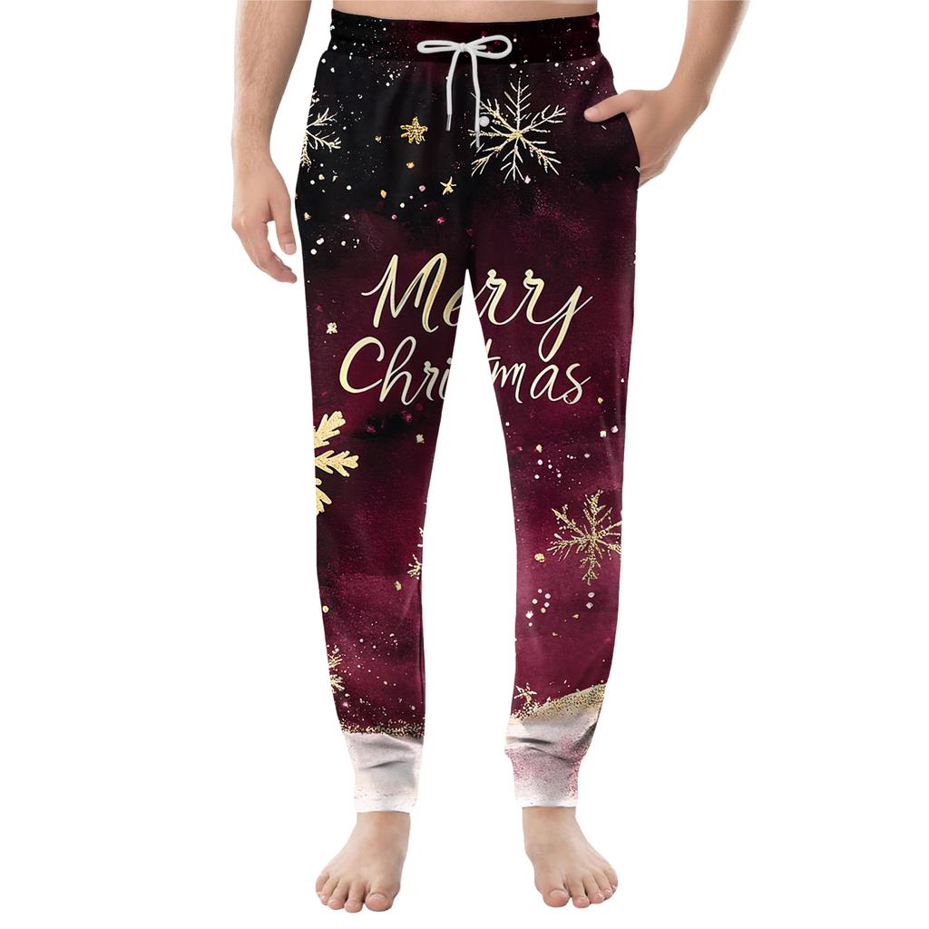 Мужские повседневные брюки с карманами на кулиске и манжетами, домашние брюки для сна