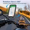 Support Téléphone Moto Rétroviseur, Anti-Vibration Réglable Rotatif 360° Etanche - Noir